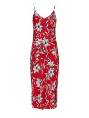 rag & bone Mallory Floral Silk Slip Midi Dress Red Size 2